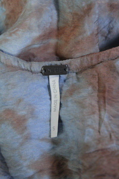 YFB Womens Tie Dye Print V Neck Sleeveless Tank Top Blue Brown Size Small
