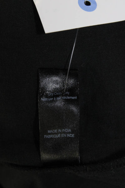Allison Womens Embroidered Button Down Blouse Black Cotton Size Small