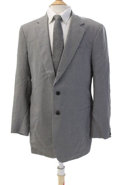 Donna Karan New York Mens Wool Two-Buttoned Collared Blazer Gray Size 42