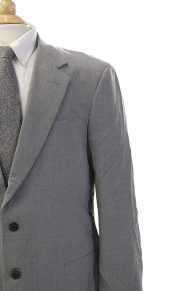 Donna Karan New York Mens Wool Two-Buttoned Collared Blazer Gray Size 42