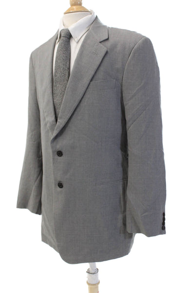 Donna Karan New York Mens Wool Two-Buttoned Collared Blazer Gray Size 42