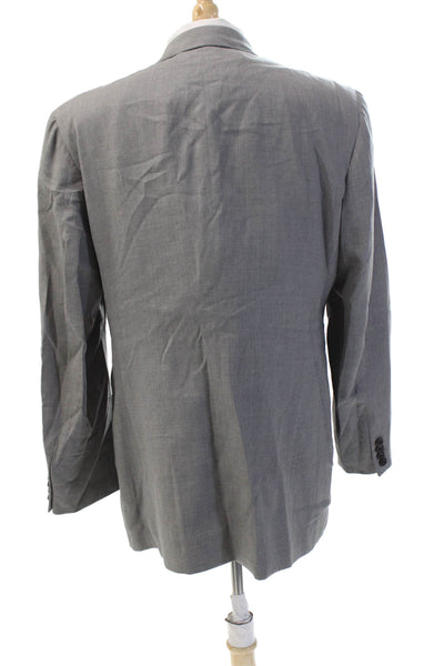 Donna Karan New York Mens Wool Two-Buttoned Collared Blazer Gray Size 42