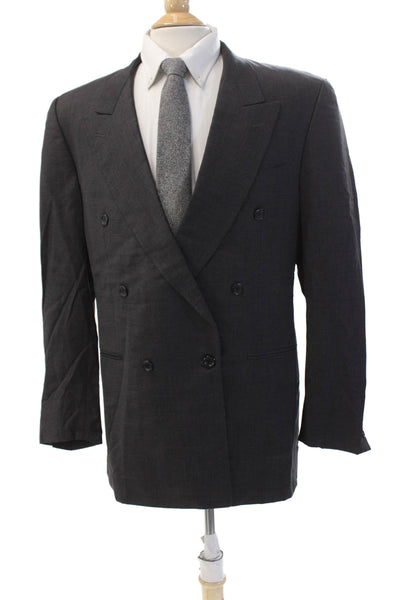 Barneys New York Mens Wool One Button Collared Long Sleeve Blazer Gray Size 42
