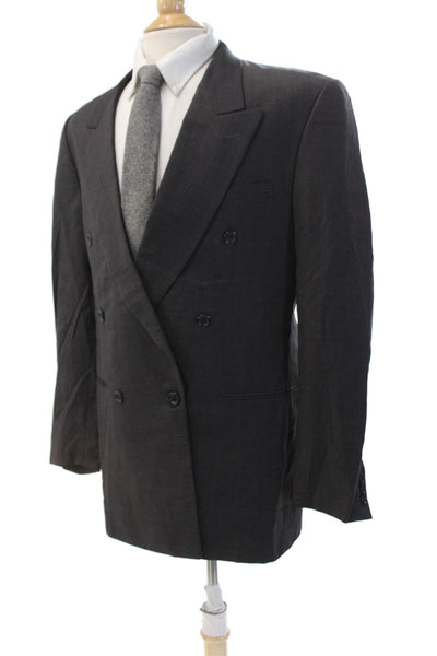 Barneys New York Mens Wool One Button Collared Long Sleeve Blazer Gray Size 42