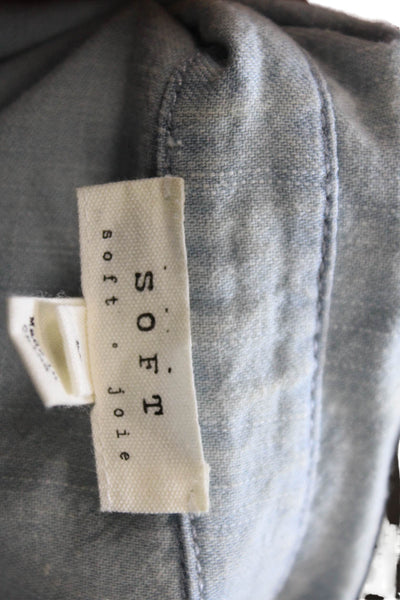 Soft Joie Womens Chambray Tie Bottom Sleeveless Blouse Blue Cotton Size Medium