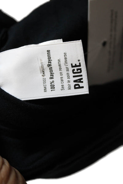 Paige Black Label Womens Key Hole Neck Long Sleeves Blouse Black Size Medium