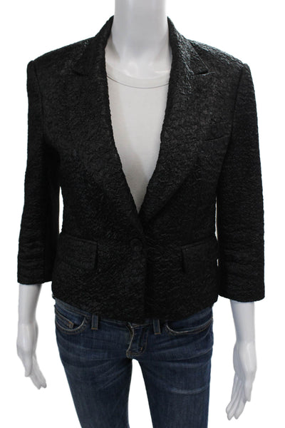 BCBG Max Azria Womens Single Button Cropped Natalia Jacket Black Size Small
