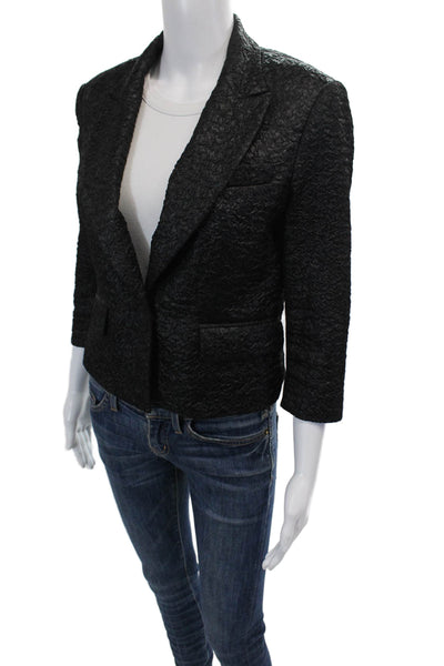 BCBG Max Azria Womens Single Button Cropped Natalia Jacket Black Size Small