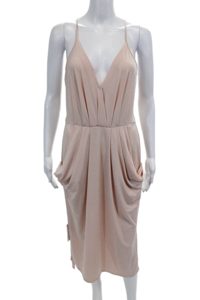 BCBGeneration Womens V Neck Sleeveless Maxi Dress Rose Smoke Pink Size Medium