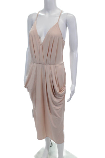 BCBGeneration Womens V Neck Sleeveless Maxi Dress Rose Smoke Pink Size Medium