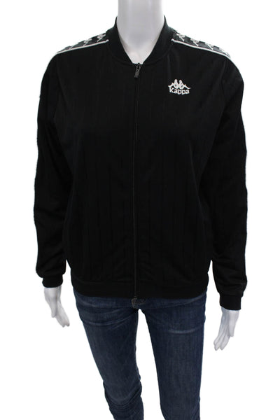 Kappa Womens Full Zip Graphic Trim Bomber Jacket Black Size M