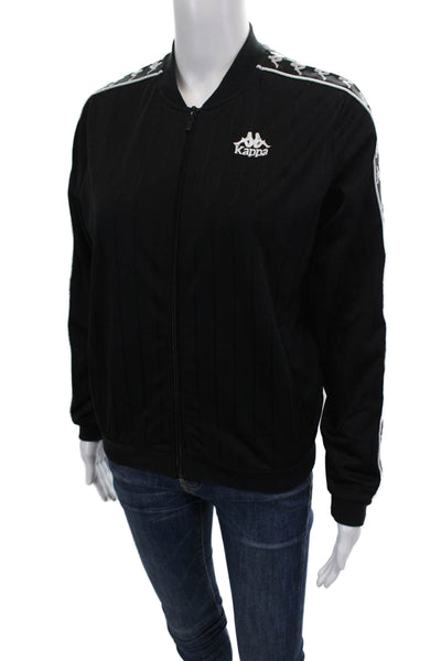 Kappa Womens Full Zip Graphic Trim Bomber Jacket Black Size M