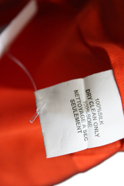 Trina Turk Womens Silk Long Sleeve Scoop Neck Embroidered Tunic Orange Size M