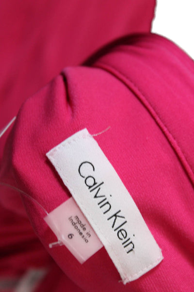 Calvin Klein Womens Long Sleeve Tie Waist Button Down Collared Dress Pink Size 6