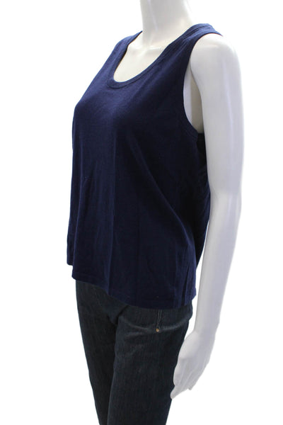 J. Mclaughlin Womens Cotton Round Neck Casual Tank Top Dark Blue Size S