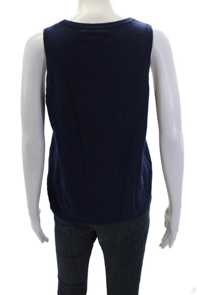 J. Mclaughlin Womens Cotton Round Neck Casual Tank Top Dark Blue Size S