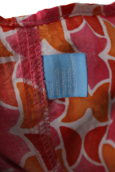 J. Mclaughlin Womens Cotton Collared Abstract Print Buttoned Top Orange Size S