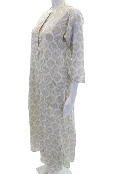 Roller Rabbit Womens Cotton Half Buttoned Side Slit Detail Dress White Size S