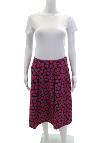 Michael Michael Kors Pocketed Pleated Fern Print A-Line Skirt Pink Size 6