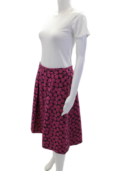 Michael Michael Kors Pocketed Pleated Fern Print A-Line Skirt Pink Size 6
