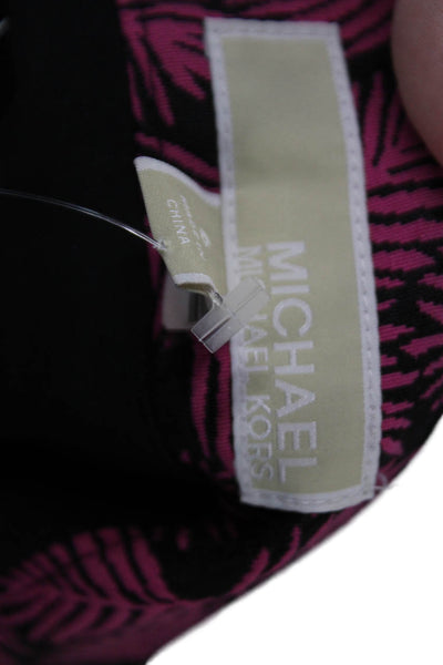 Michael Michael Kors Pocketed Pleated Fern Print A-Line Skirt Pink Size 6