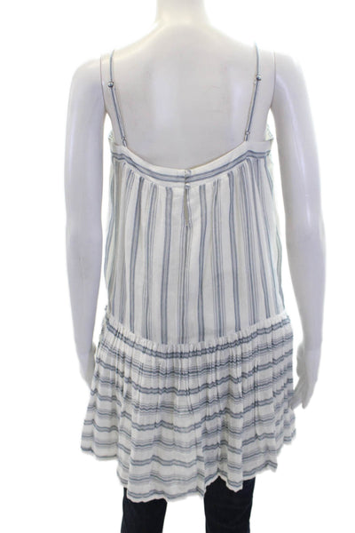 Soft Joie Womens Cotton Spaghetti Strap Striped Pleated Hem Top White Size S