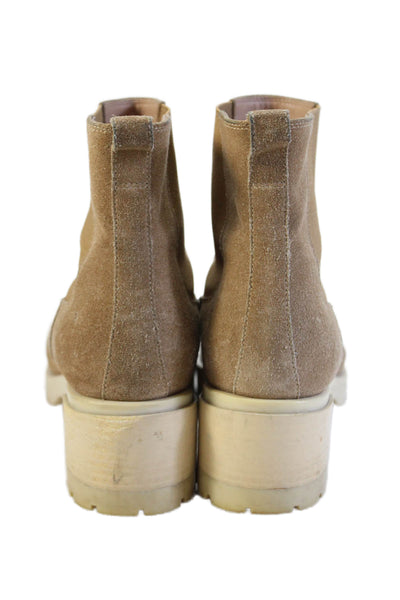 Santoni Womens Slip On Block Heel Round Toe Ankle Booties Brown Suede Size 38.5