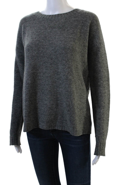 Theory Womens Wool Long Sleeve Round Neck Pullover Knit Sweater Gray Size S