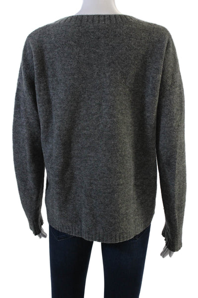 Theory Womens Wool Long Sleeve Round Neck Pullover Knit Sweater Gray Size S