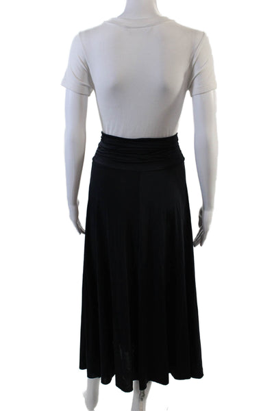 Vitamin A Womens Side Ruched Knit Midi A Line Skirt Navy Blue Size Medium