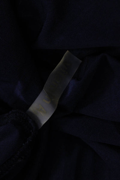Vitamin A Womens Side Ruched Knit Midi A Line Skirt Navy Blue Size Medium