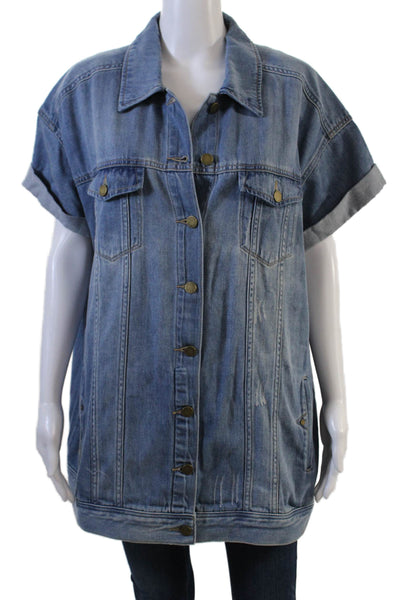 Liverpool Los Angeles Womens Cotton Button Long Sleeve Denim Jacket Blue Size L