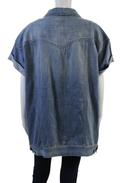 Liverpool Los Angeles Womens Cotton Button Long Sleeve Denim Jacket Blue Size L