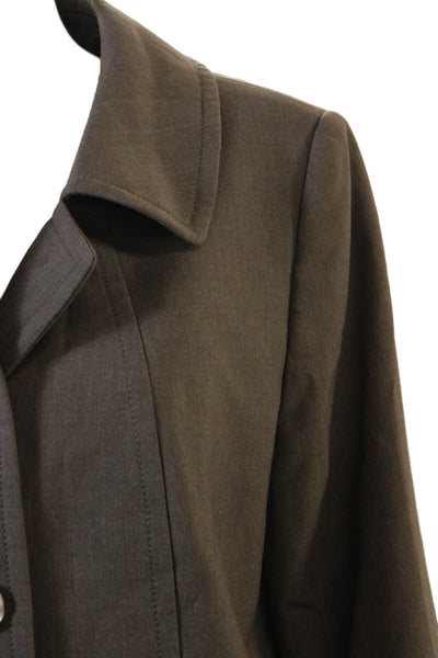 Tahari Womens Textured Long Sleeve Button Crop Blazer Jacket Pants Set Brown Siz