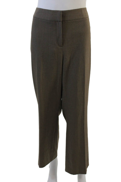 Tahari Womens Textured Long Sleeve Button Crop Blazer Jacket Pants Set Brown Siz