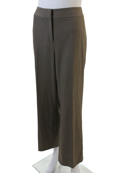 Tahari Womens Textured Long Sleeve Button Crop Blazer Jacket Pants Set Brown Siz