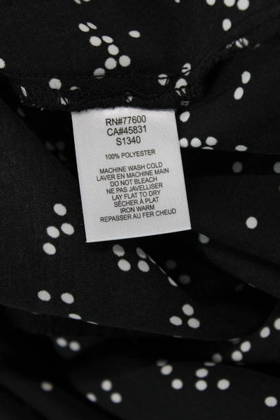 Saltwater Luxe Womens Side Zip V Neck Ruffled Polka Dot Dress Black White Medium