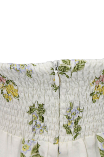 Zara Womens Back Zip Spaghetti Strap V Neck Floral Midi Dress White Size XS
