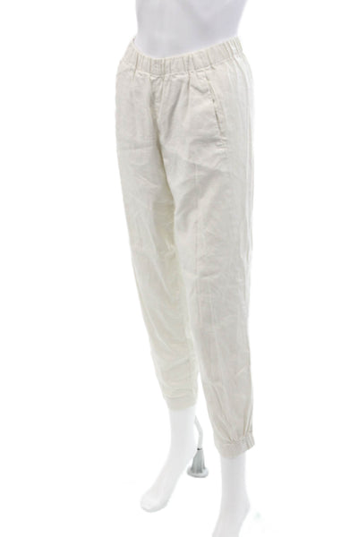 Babaton Womens Elastic WAistband Mid Rise Straight Leg Linen Pants White Size XS
