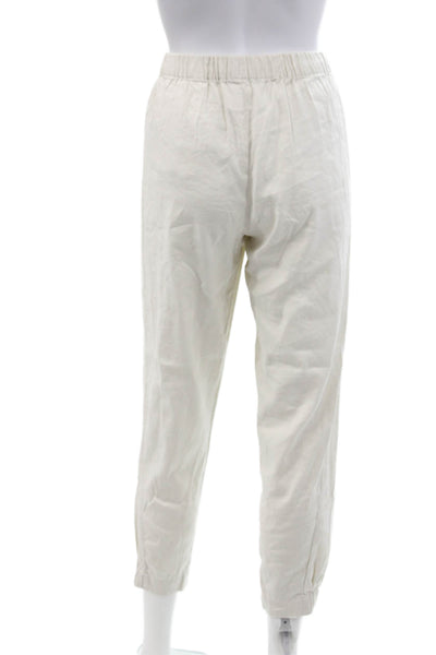 Babaton Womens Elastic WAistband Mid Rise Straight Leg Linen Pants White Size XS