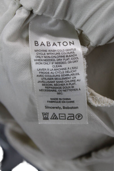 Babaton Womens Elastic WAistband Mid Rise Straight Leg Linen Pants White Size XS