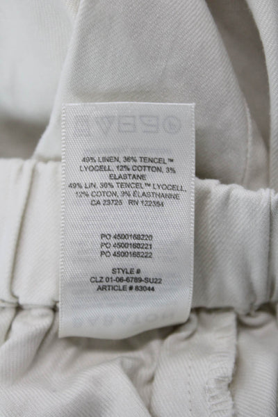 Babaton Womens Elastic WAistband Mid Rise Straight Leg Linen Pants White Size XS