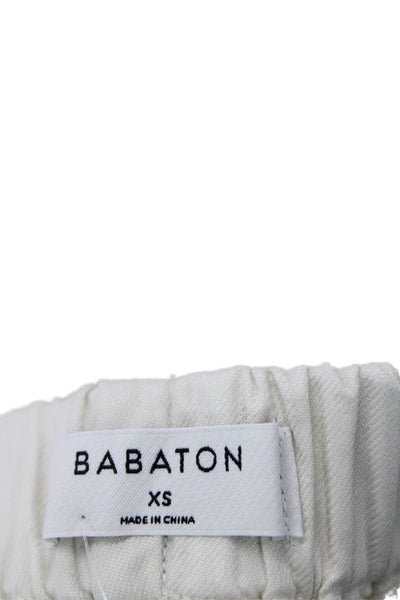 Babaton Womens Elastic WAistband Mid Rise Straight Leg Linen Pants White Size XS