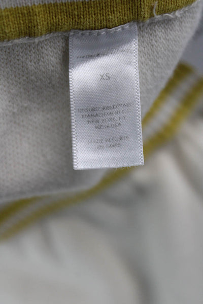 Unsubscribed Womens Mid Rise Striped Trim Knit Jogger Pants White Yellow Small