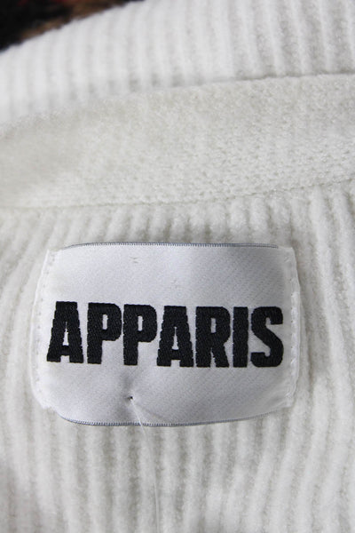 Apparis Womens Button Up Long Sleeve V Neck Ribbed Cardigan Sweater White Small