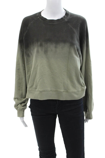Electric & Rose Womens Long Sleeve Crew Neck Ombre Sweater Black Green Medium