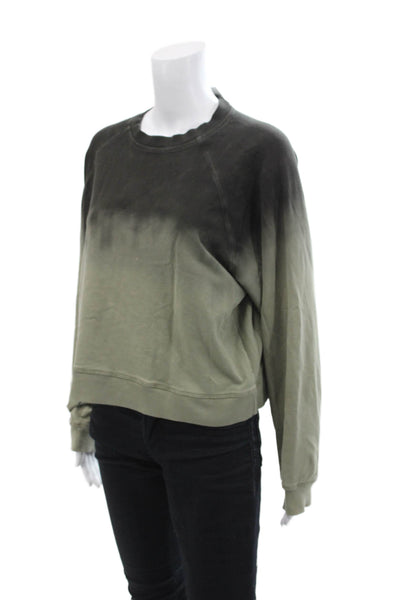 Electric & Rose Womens Long Sleeve Crew Neck Ombre Sweater Black Green Medium