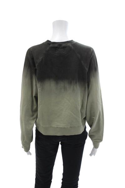 Electric & Rose Womens Long Sleeve Crew Neck Ombre Sweater Black Green Medium