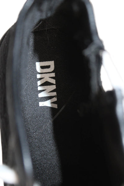 DKNY Womens Side Zip Logo Quilted Platform Sneakers Black White Size 2