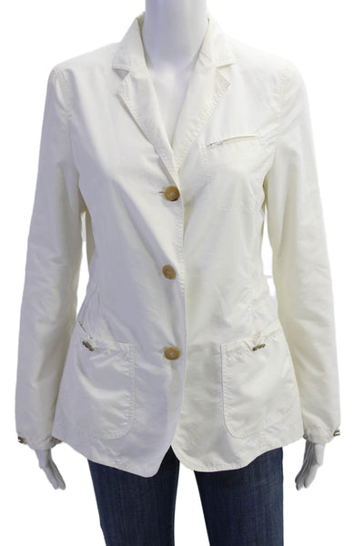 Luciano Barbera Womens Button Up Blazer Windbreaker Jacket White Size 10